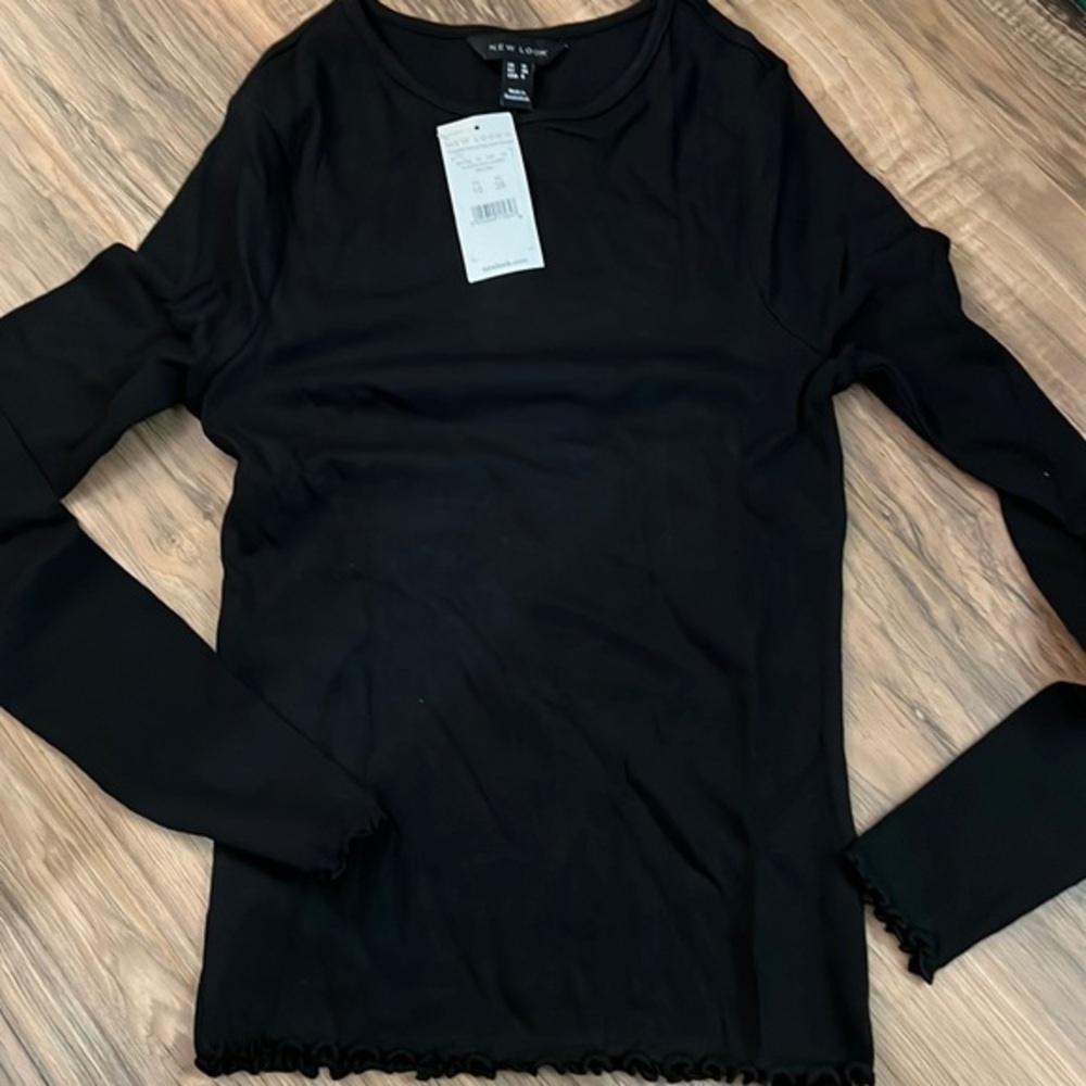 BCI New Look Black long sleeve ribbed top new US 6
